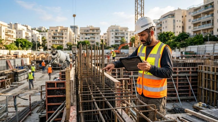 מהנדס בודק זיון ויסודות באתר בנייה